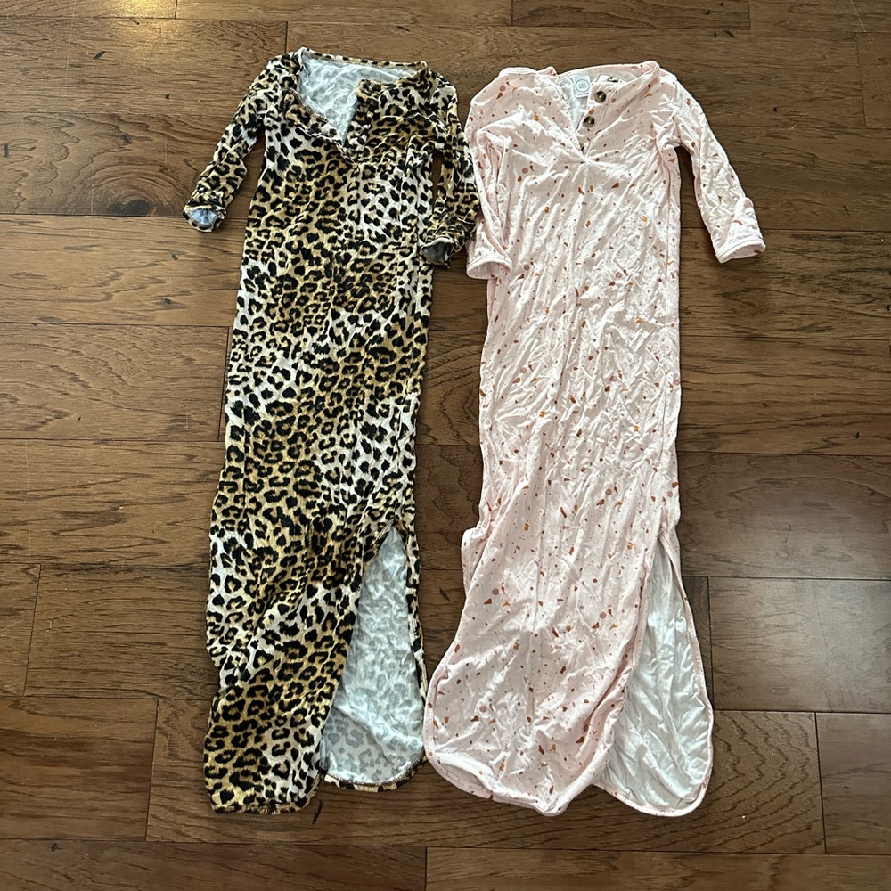 Two (2) Lou Lou and Company Knotted Gowns 3-6 months